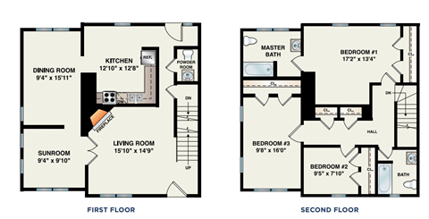 Floor plan for 3 beds, 2.5 baths, 1916 sqft